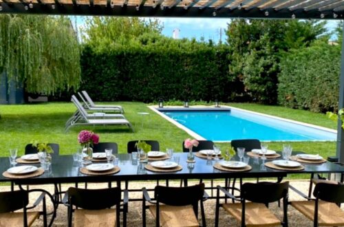 Pool and Pergola with Dining Table