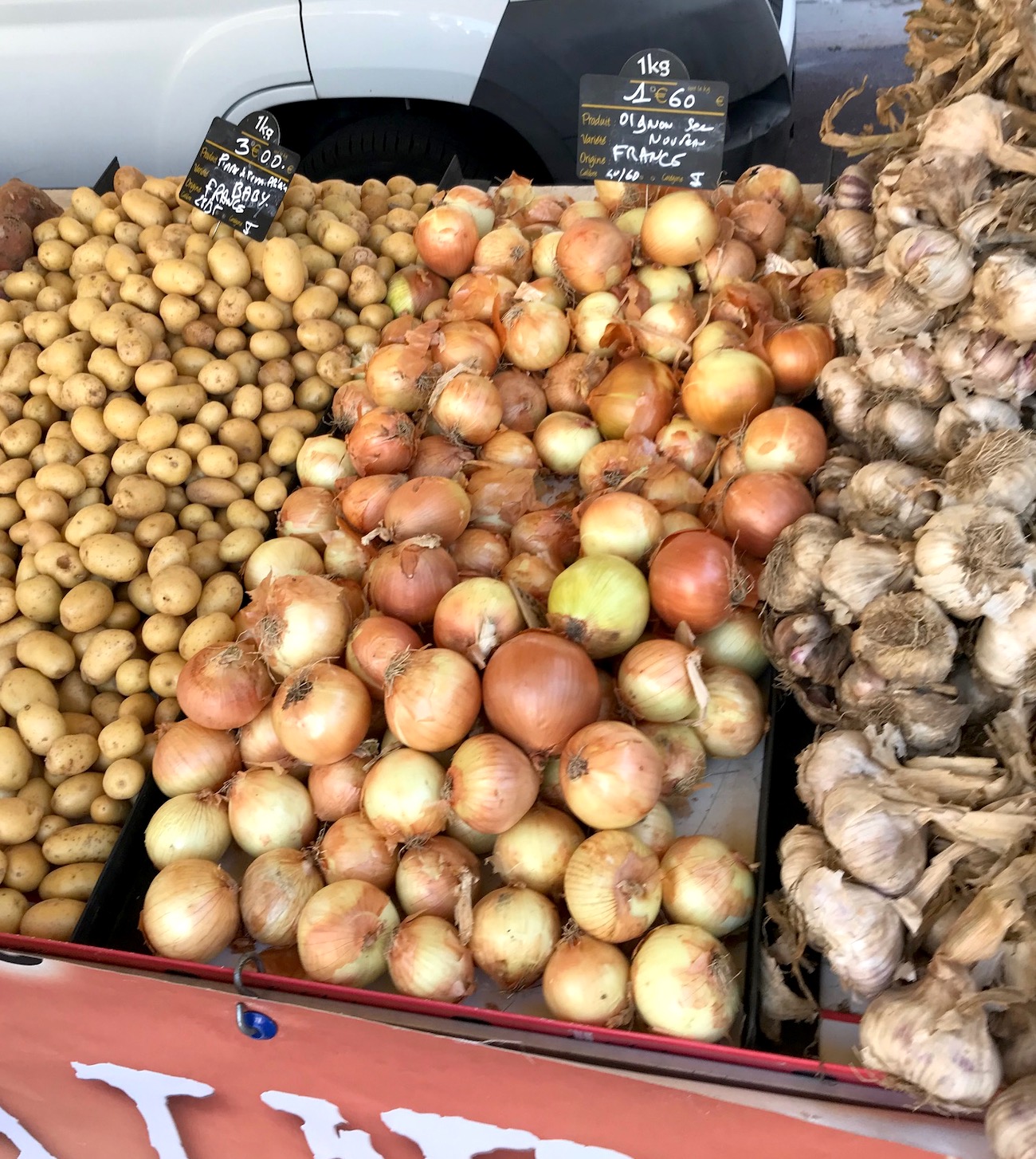 Onions and garlic at the market